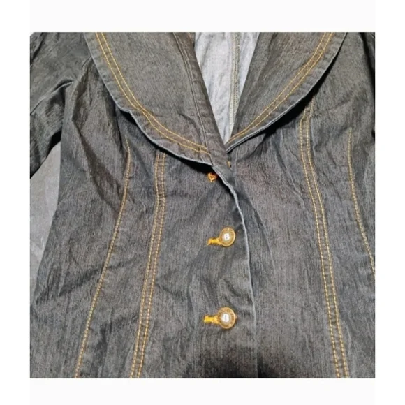 Bisou Bisou Dark Blue Blazer with Brown Stitching - Picture 2 of 10